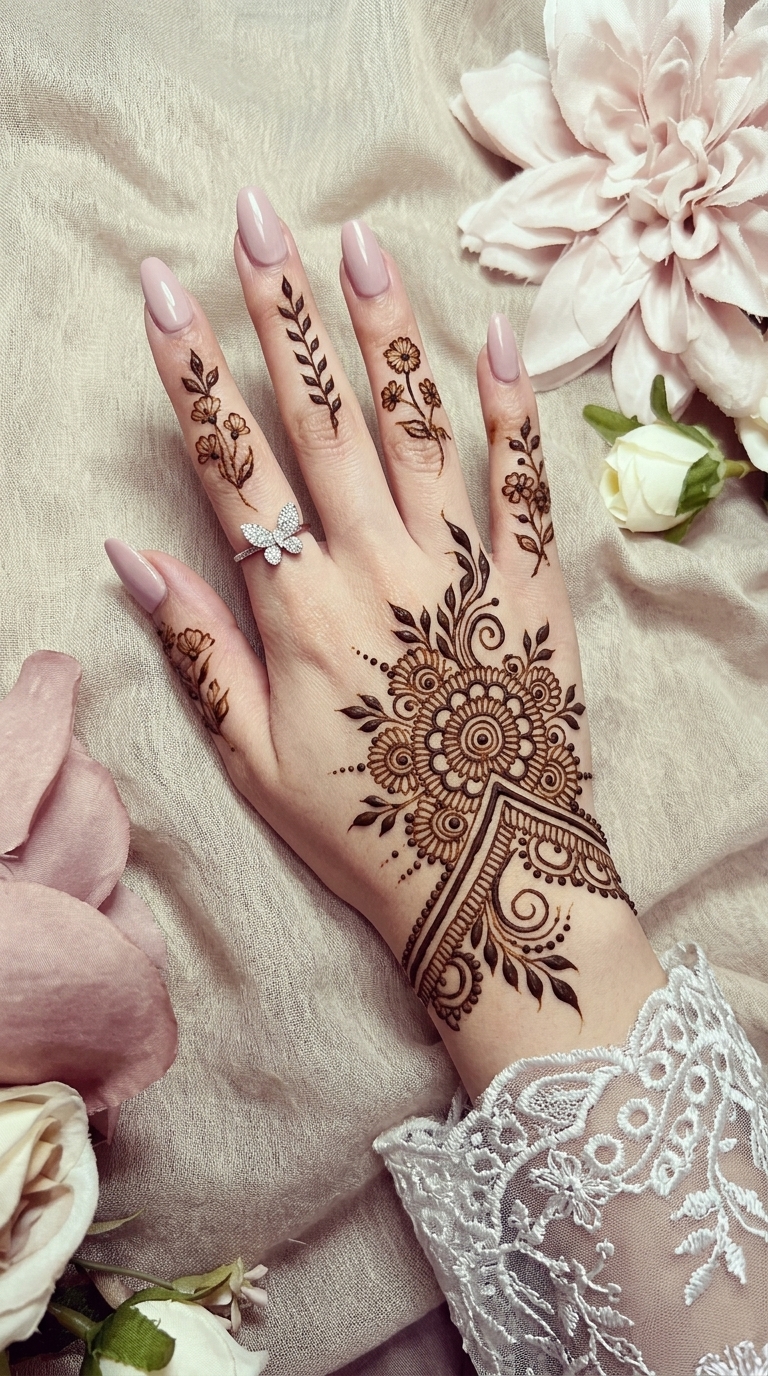Easy Mehndi Designs for Girls | Trendy Front & Back Hand Henna Inspo - Image Idea
